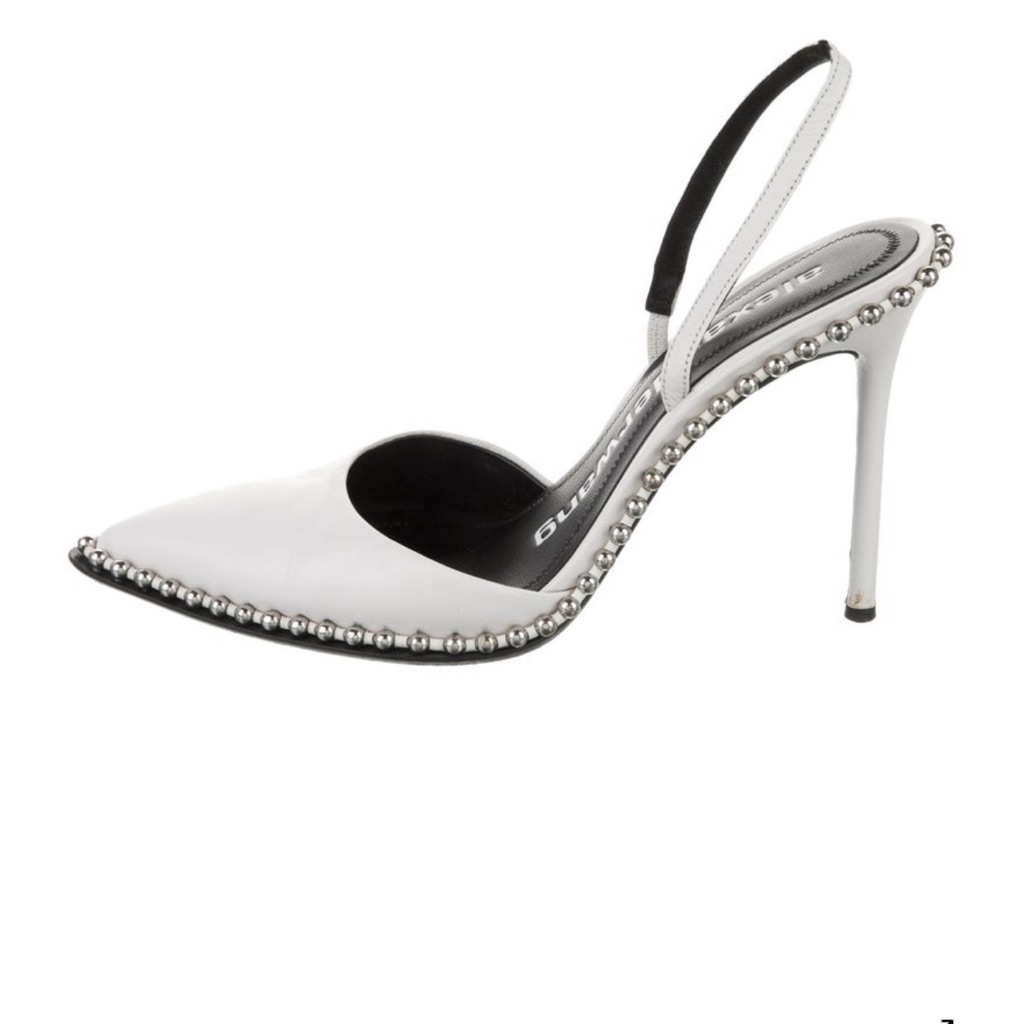 Alexander Wang White Heels With Silver Detailing